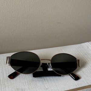 Women’s Boho Oval Gold Metal Frame Sunglasses - Green Lenses